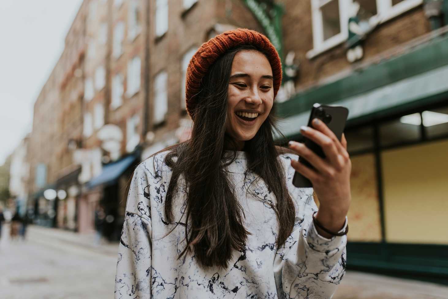 Girl looking at her phone